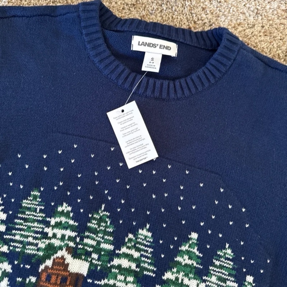 NWT Lands’ End Women's Drifter Modern Jacquard Crew Neck Sweater size Small - Picture 10 of 12